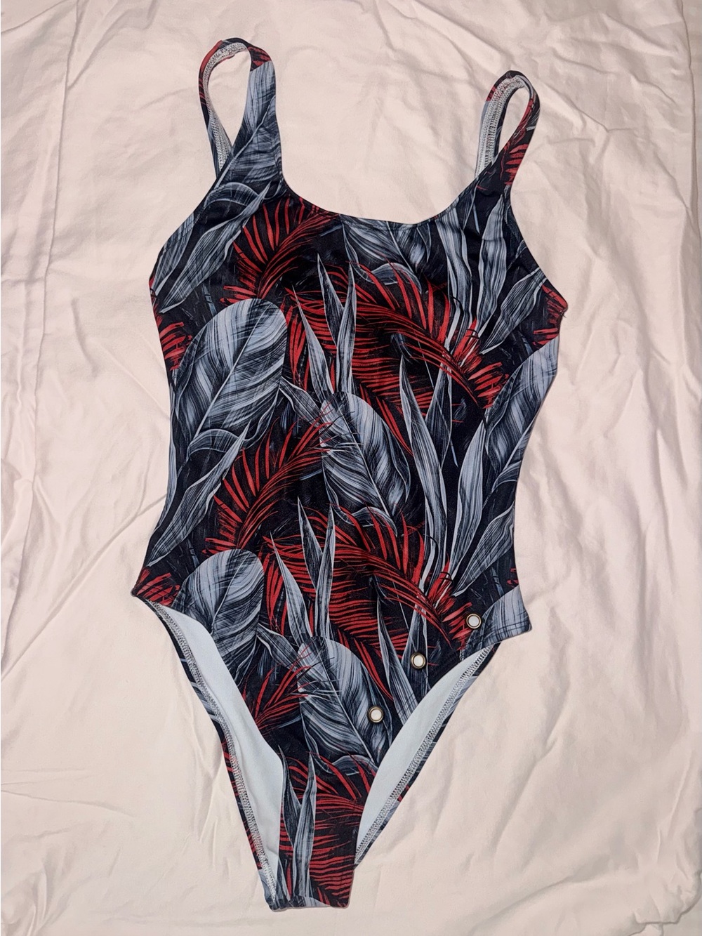 Frederick's of Hollywood Blue and Red Tropical One-Piece, brand new with tag